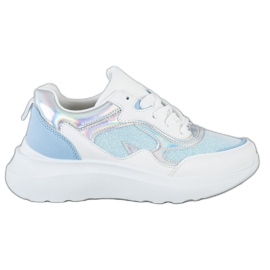 Sweet Shoes Cipők csillogással fehér kék