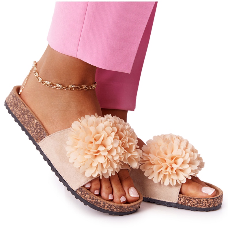Bézs színű Flowerbomb papucs parafa talpon Bézs színű Flowerbomb papucs parafa talpon