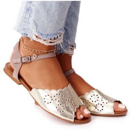 Maciejka bőr szandál 05199-04 Bézs és arany aranysárga