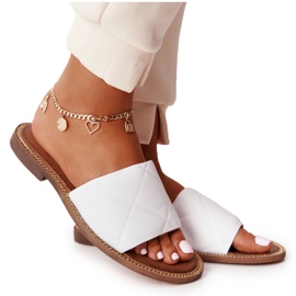 Bőr papucs steppeléssel Nicole 2650 fehér Bőr papucs steppeléssel Nicole 2650 fehér