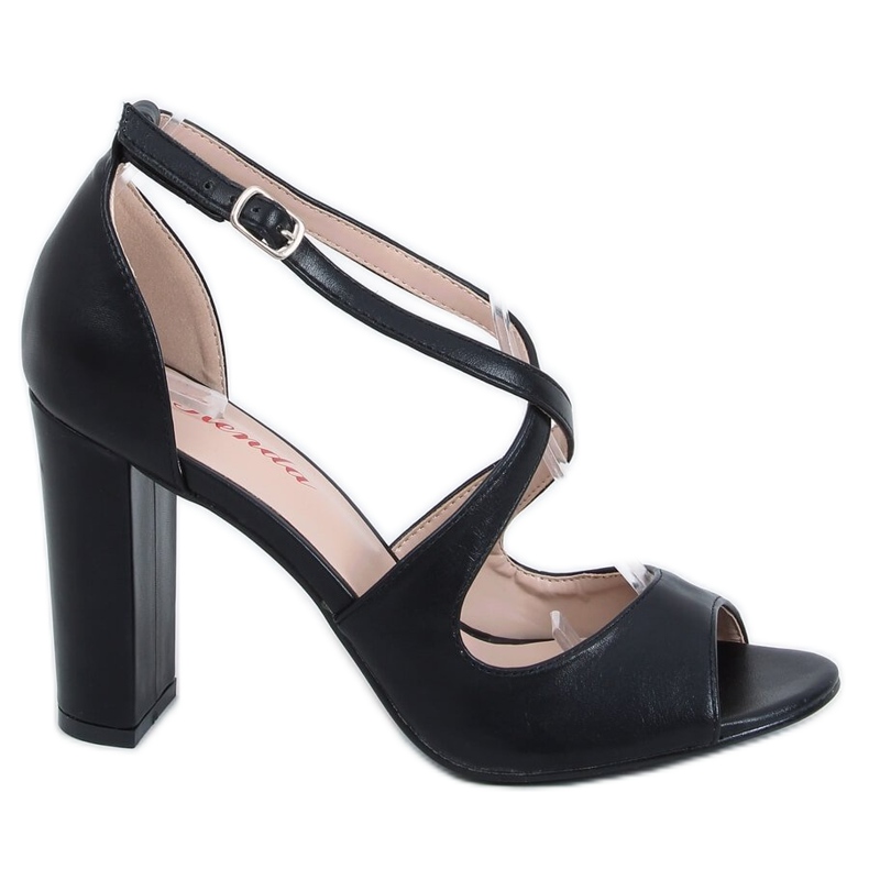 Fekete magas sarkú szandál S-837 Fekete