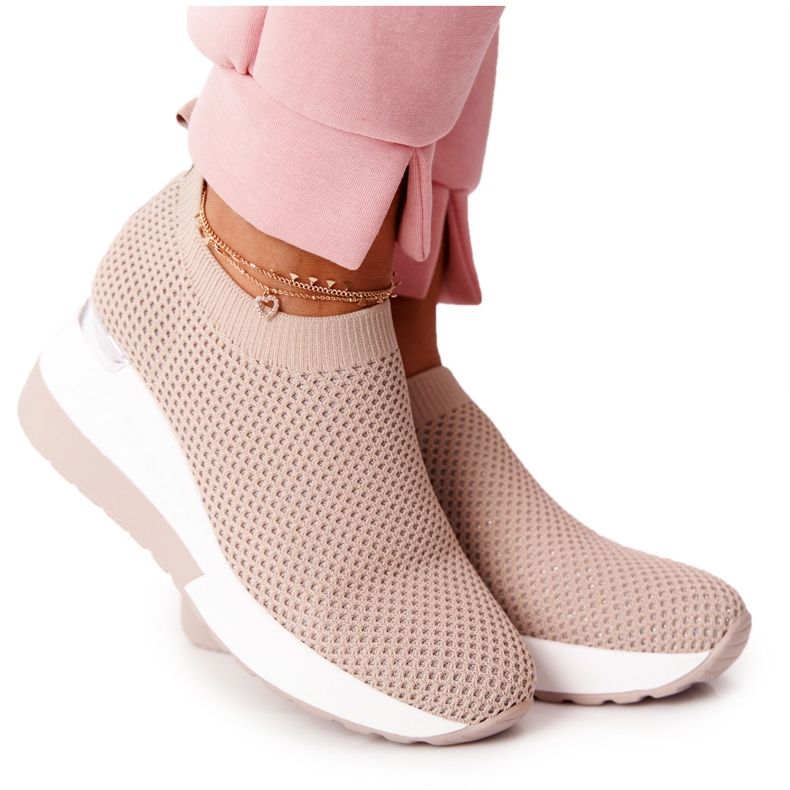 Áttört cipők Slip-On Wedge Bézs HO248 Harmony