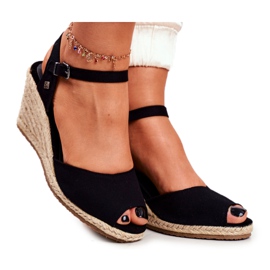 Big Star Női szandál fonott ékén Nagy csillag fekete DD274A209