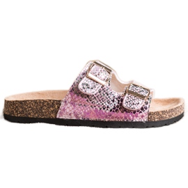 SHELOVET Papucs Holo effektussal rózsaszín