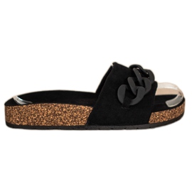 SHELOVET Divatos papucs díszítéssel fekete