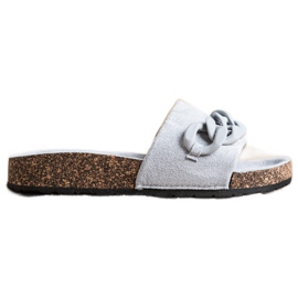 SHELOVET Divatos papucs díszítéssel szürke SHELOVET Divatos papucs díszítéssel szürke