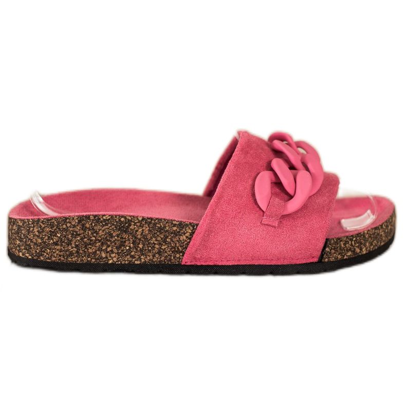 SHELOVET Divatos papucs díszítéssel rózsaszín
