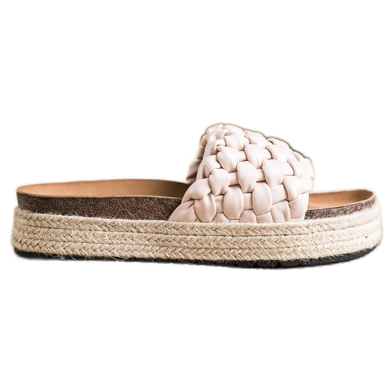 SHELOVET Fonott Espadrilles papucs bézs