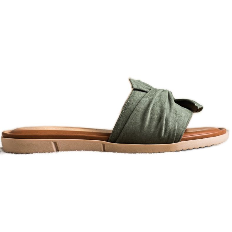 VINCEZA velúr papucs zöld