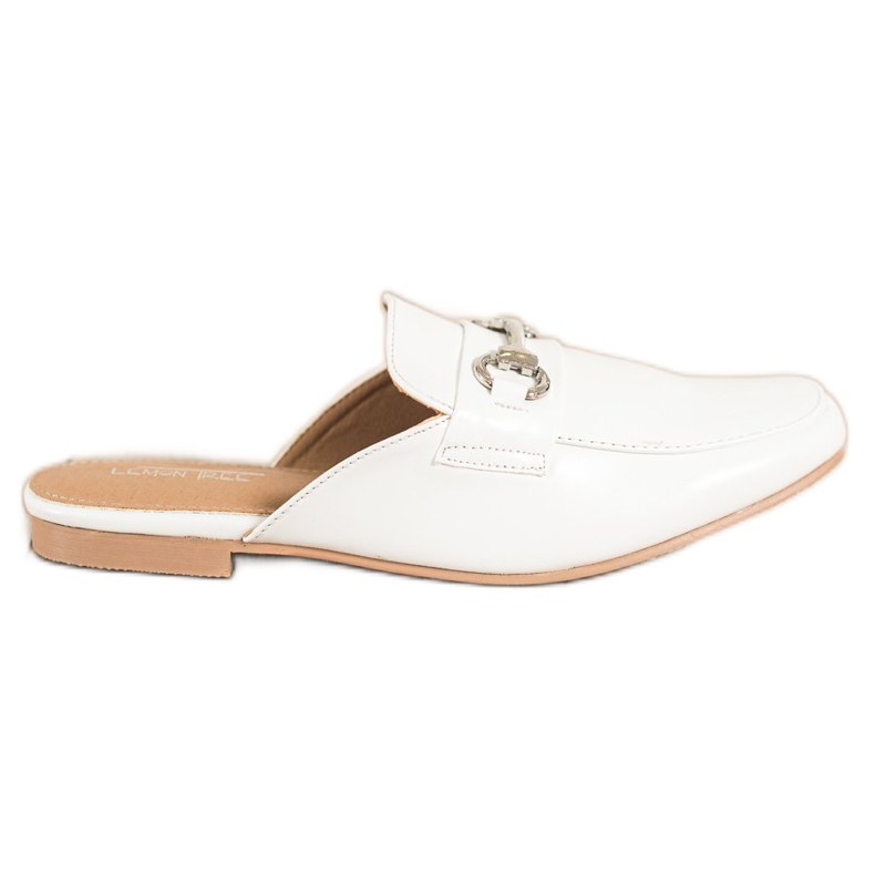 SHELOVET Elegáns papucs díszítéssel fehér