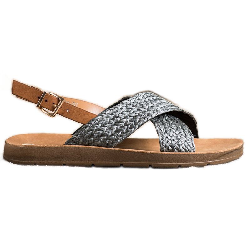 SHELOVET Kényelmes fonott szandál fekete