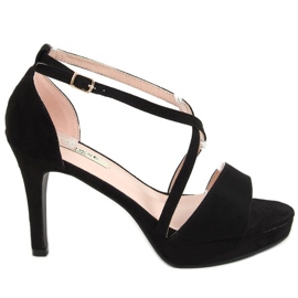 Fekete 9R31 fekete platform szandál