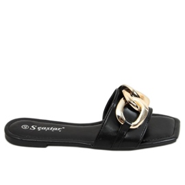 Négyzet alakú papucs fekete lánccal CK206P Black