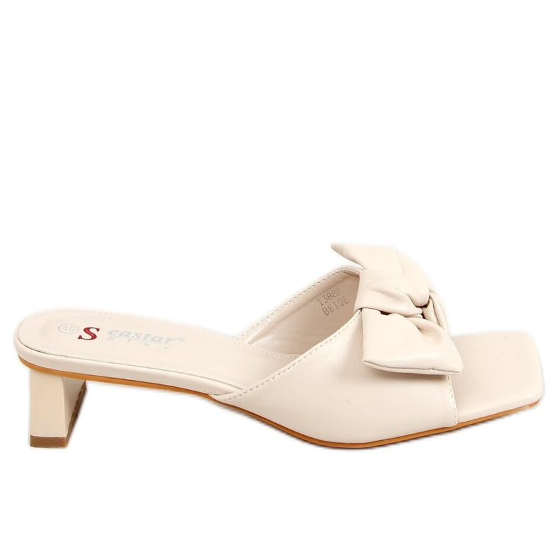 Papucs egy designer bézs sarkú T388P bézs színben