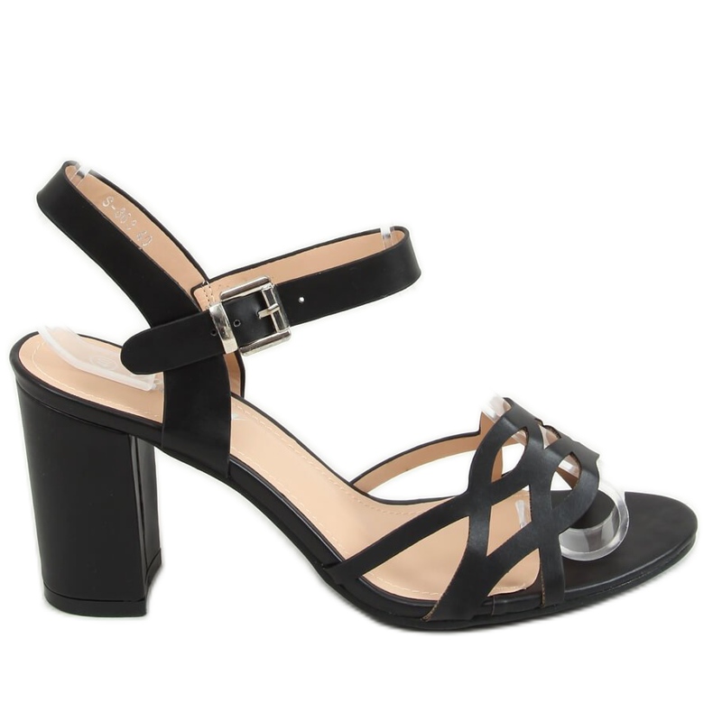 Fekete S-863 Fekete magas sarkú szandál