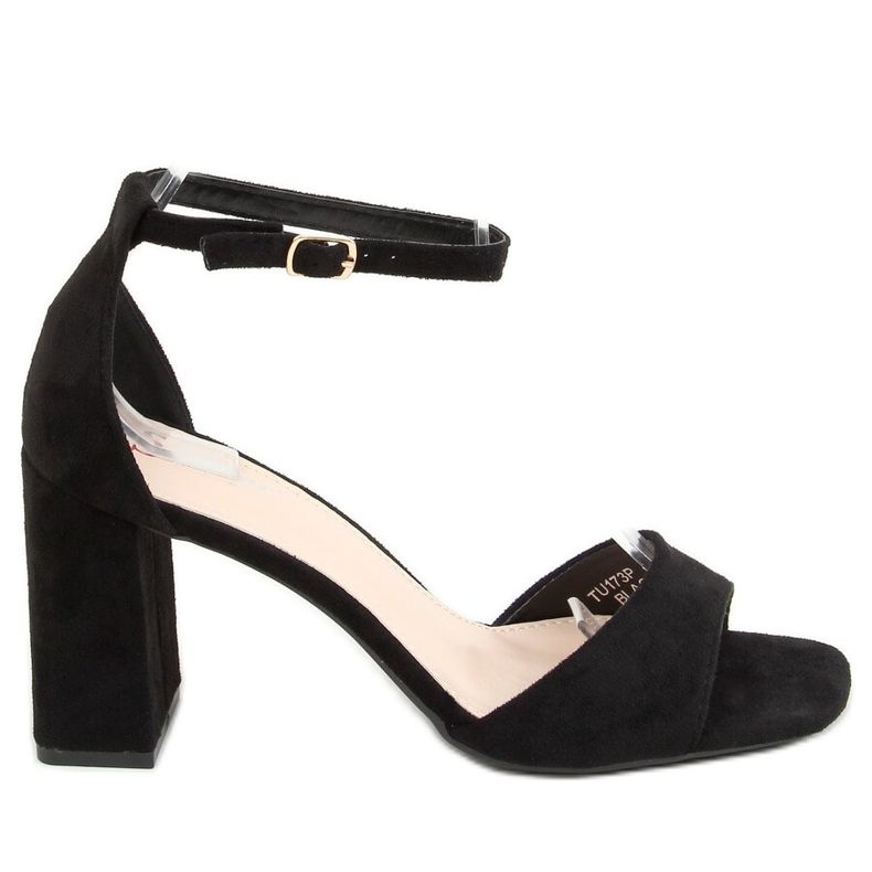 Szandál szögletes sarkú velúr velúr fekete TU173P Fekete