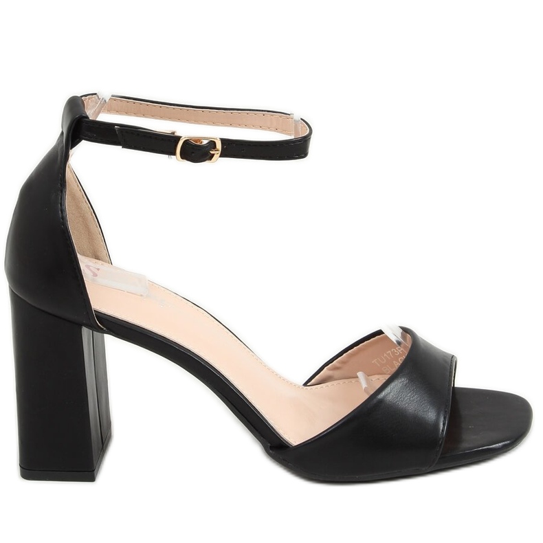 Szandál szögletes sarokkal, fekete TU173P-PU Black Pu