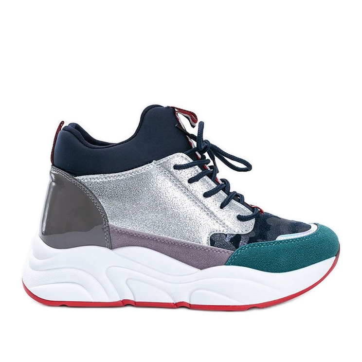 Navy cipők vastag Cassadi talpon sötétkék sokszínű