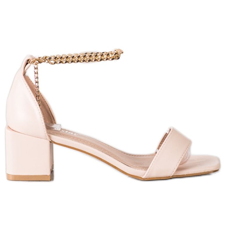 Seastar Szandál dekoratív lánccal bézs aranysárga