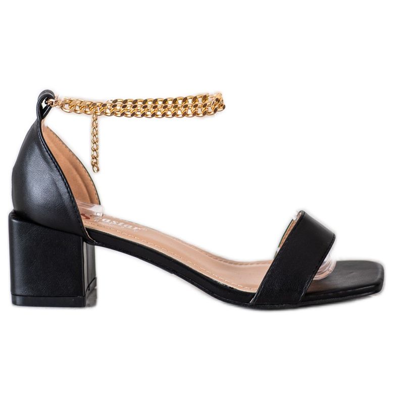 Seastar Szandál dekoratív lánccal fekete aranysárga