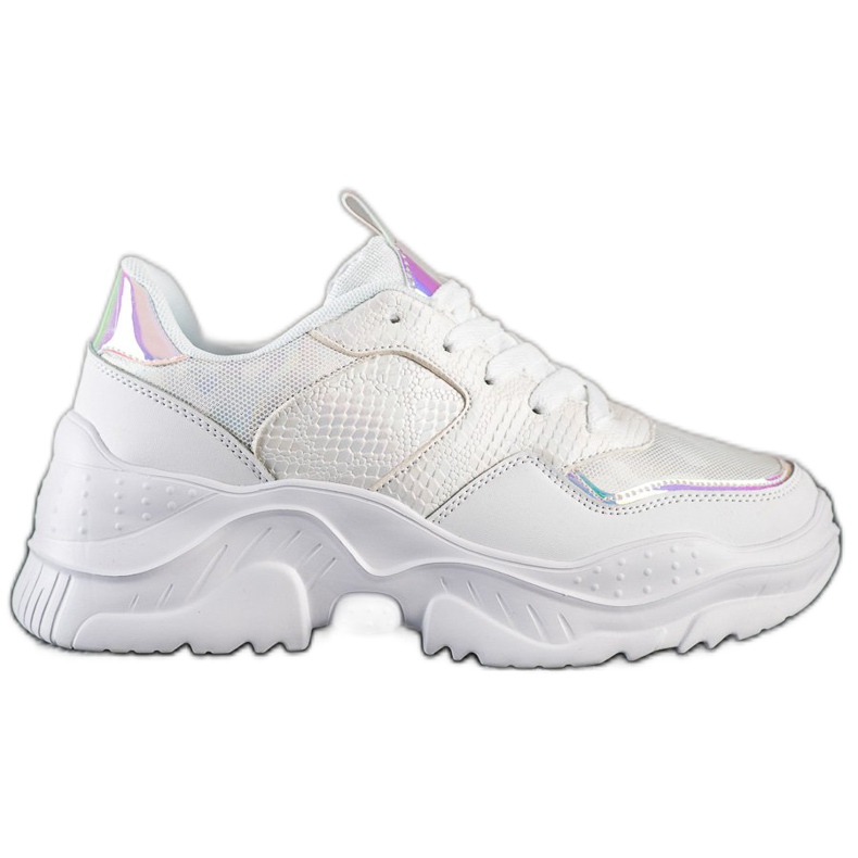 Weide Eco bőr kígyó nyomtatású cipők fehér