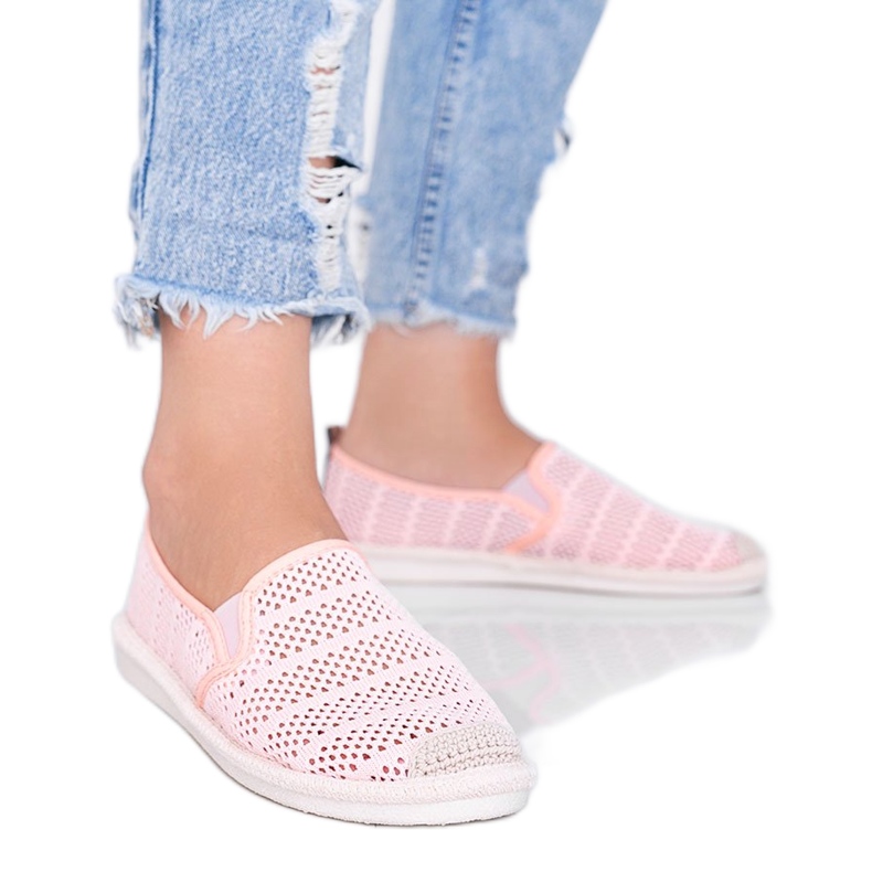 Tropical Sun pink csipke espadrilles szürke