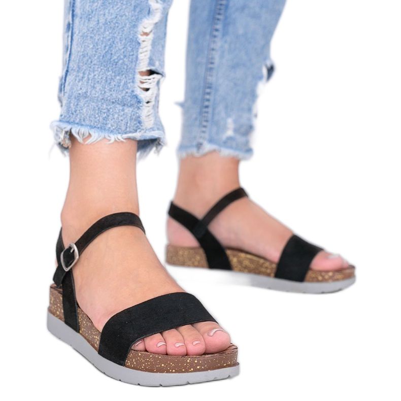 Fekete szandál Preatty Pea talpbetéttel