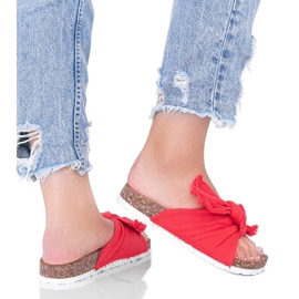 Piros szandál Martenn parafa talpán