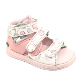 Magas profilaktikus szandál Mazurek 1291 fehér rózsaszín zöld