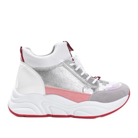 Fehér cipők vastag Cassadi talpon ezüst sokszínű