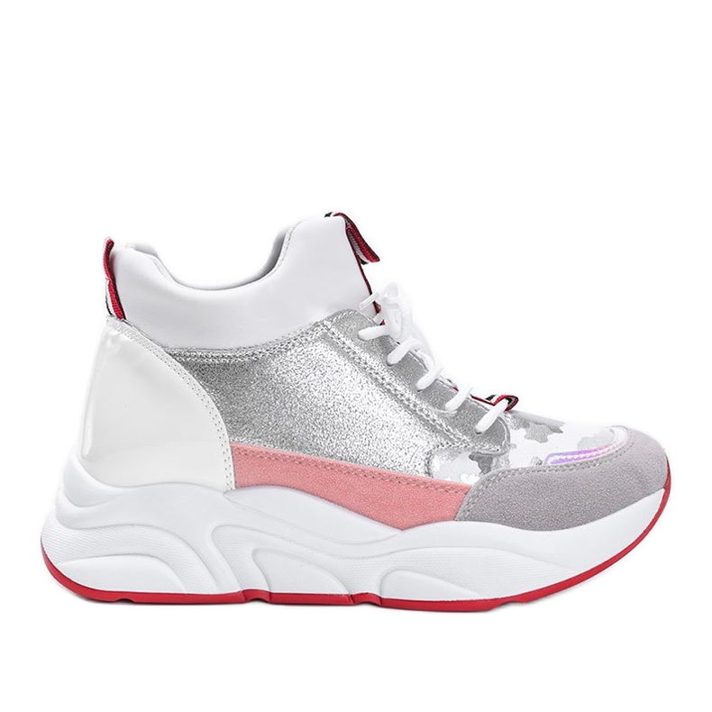 Fehér cipők vastag Cassadi talpon ezüst sokszínű