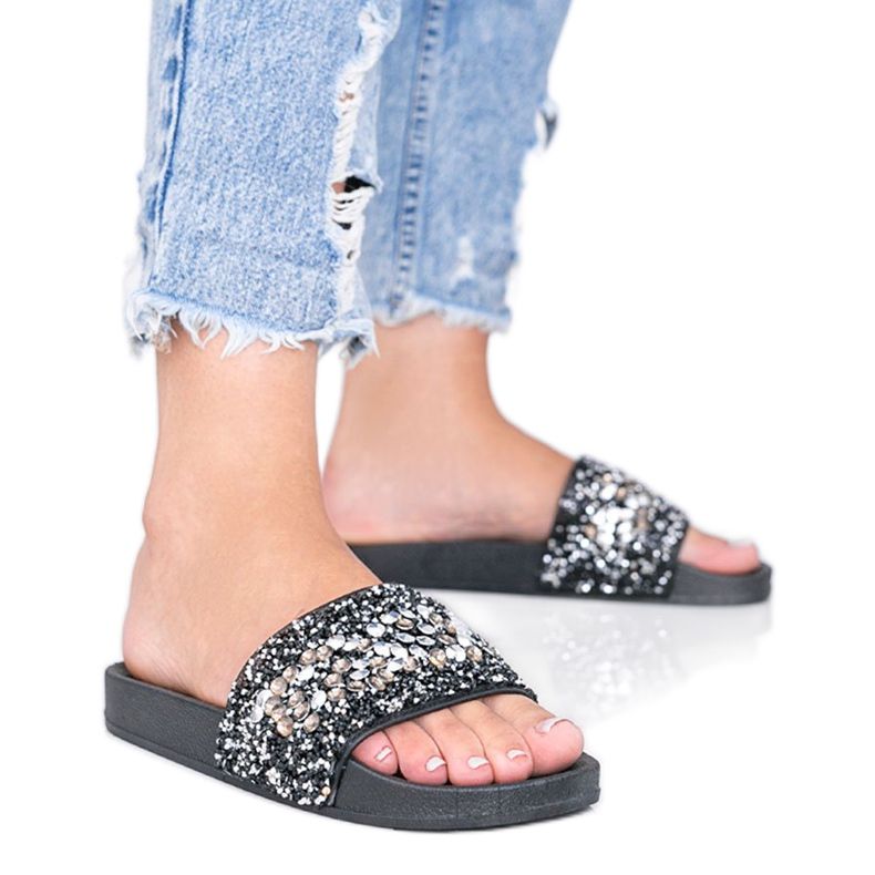 Fekete női Bling Bling papucs