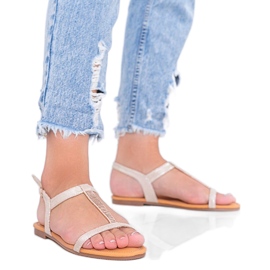 Igi bézs színű holografikus női szandál