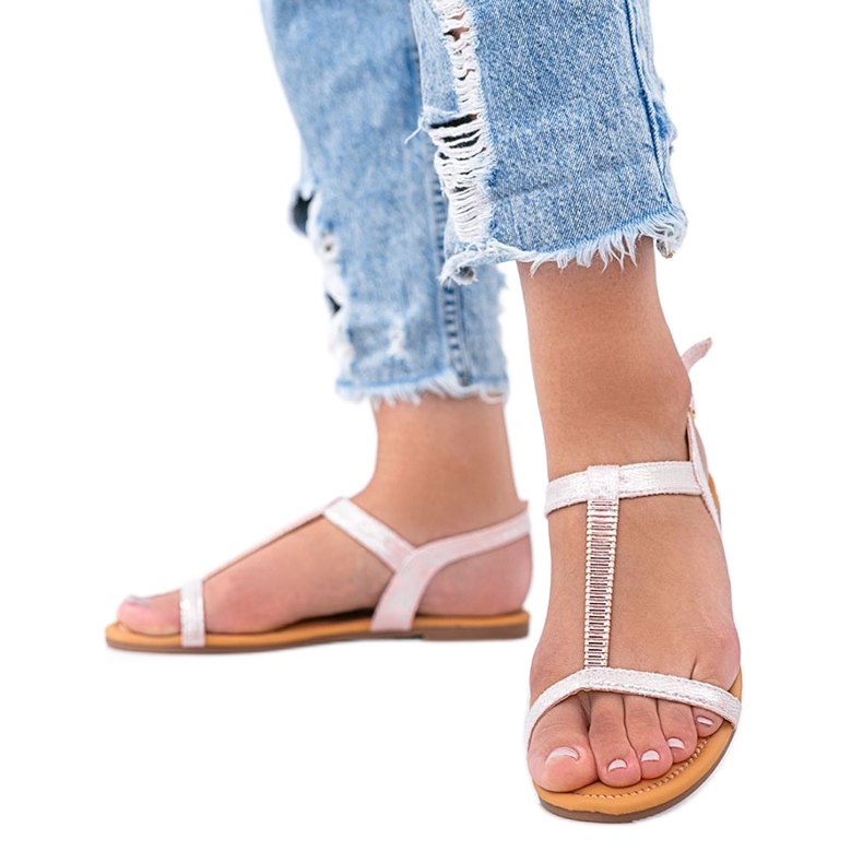 Igi rózsaszín holografikus női szandál