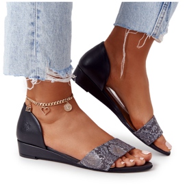 Maciejka bőr szandál 1971-59 Fekete és szürke bézs barna