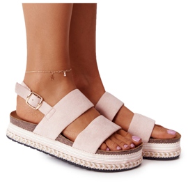 Velúr szandál a rózsaszín Olimpia platformon