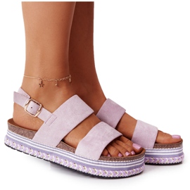 Velúr szandál a lila Olympia platformon