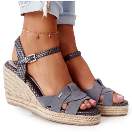 Bőr ék szandál Big Star HH274378 ezüst szürke