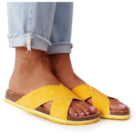 Bőr profilozott papucs Big Star HH274596 Sárga Bőr profilozott papucs Big Star HH274596 Sárga