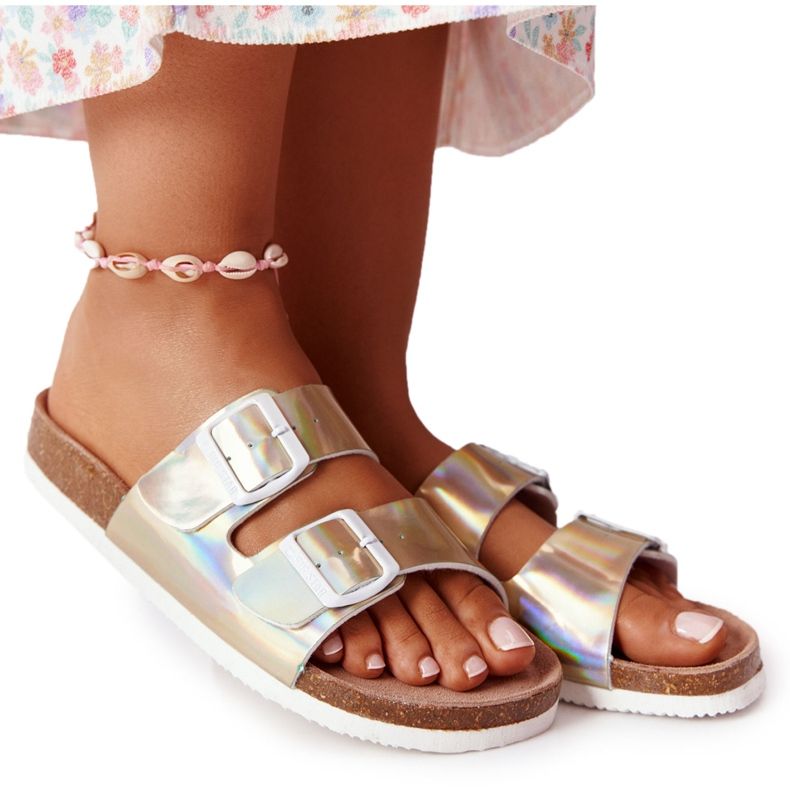 Bőr profilú papucs Big Star HH274896 Golden aranysárga