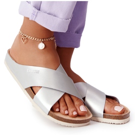 Bőr profilozott papucs Big Star HH274650 ezüst