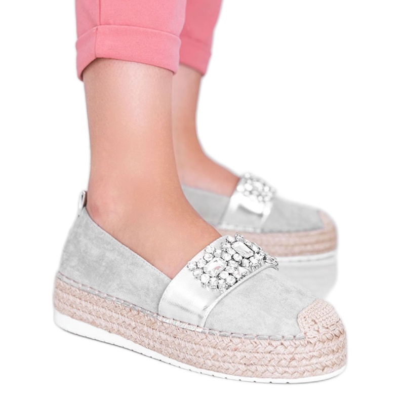 Szürke espadrilles Cher kövekkel ezüst