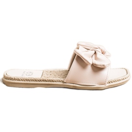 Small Swan Öko bőr papucs íjjal bézs