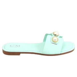 Papucs menta gyöngyökkel 55-37 LT.ZÖLD Papucs menta gyöngyökkel 55-37 LT.ZÖLD