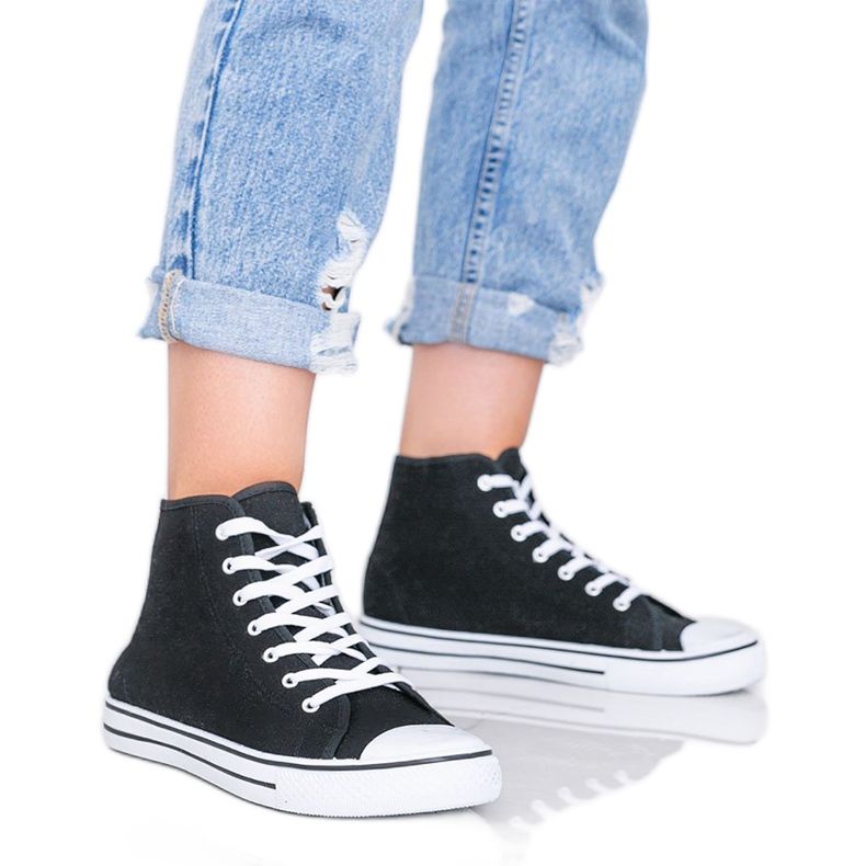 Női fekete cipők Gampa boka