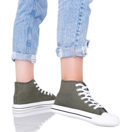 Zöld khaki színű női bokacipő Gampa