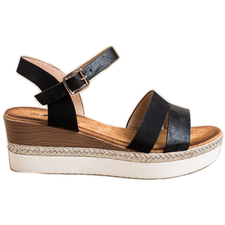 SHELOVET Könnyű szandál ék sarkán fekete