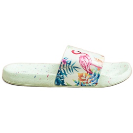 Bona Divatos papucs flamingóval zöld