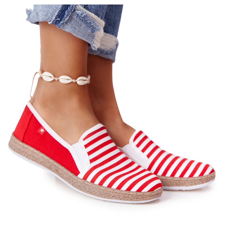 Női espadrilles Big Star HH276003 piros-fehér