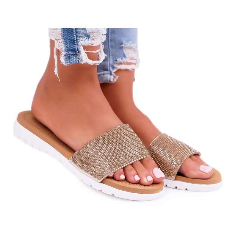 Lu Boo női arany flitteres papucsok aranysárga